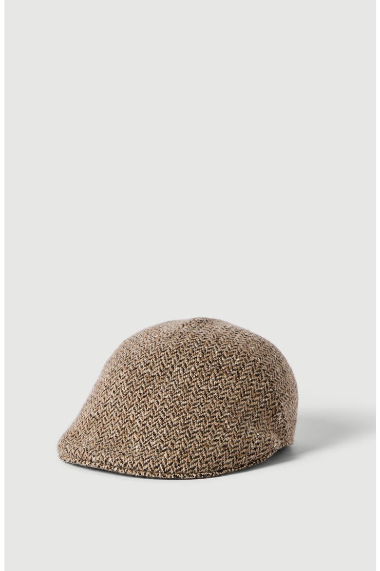 Dazzling & sparkling virgin wool chevron flat hat, Main, color, Light Brown