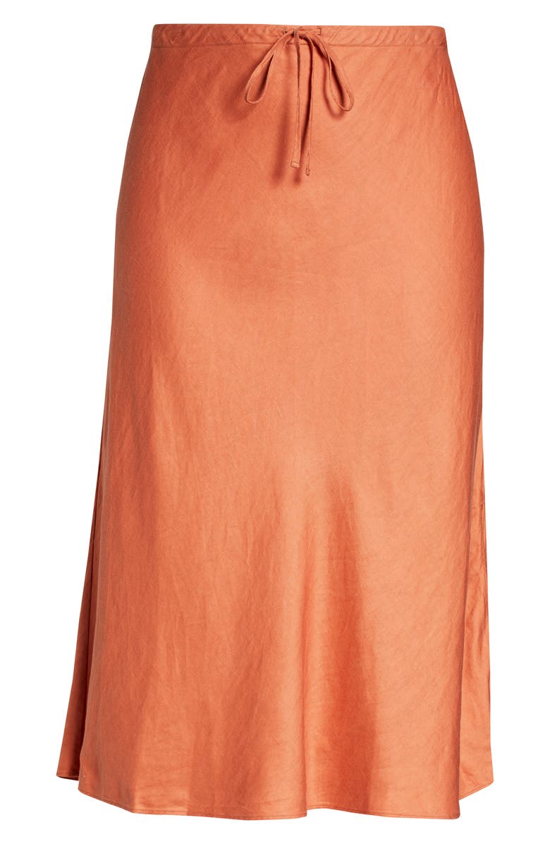 Madewell Linen Blend Drawstring Midi Skirt, Alternate, color,