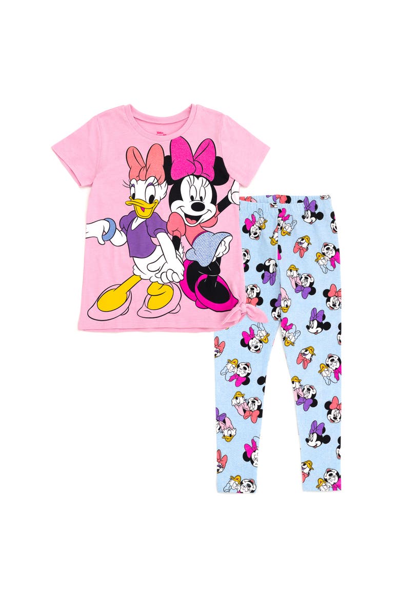 T-Shirt & Leggings Set, Main, color, Pink Blue Minnie Daisy