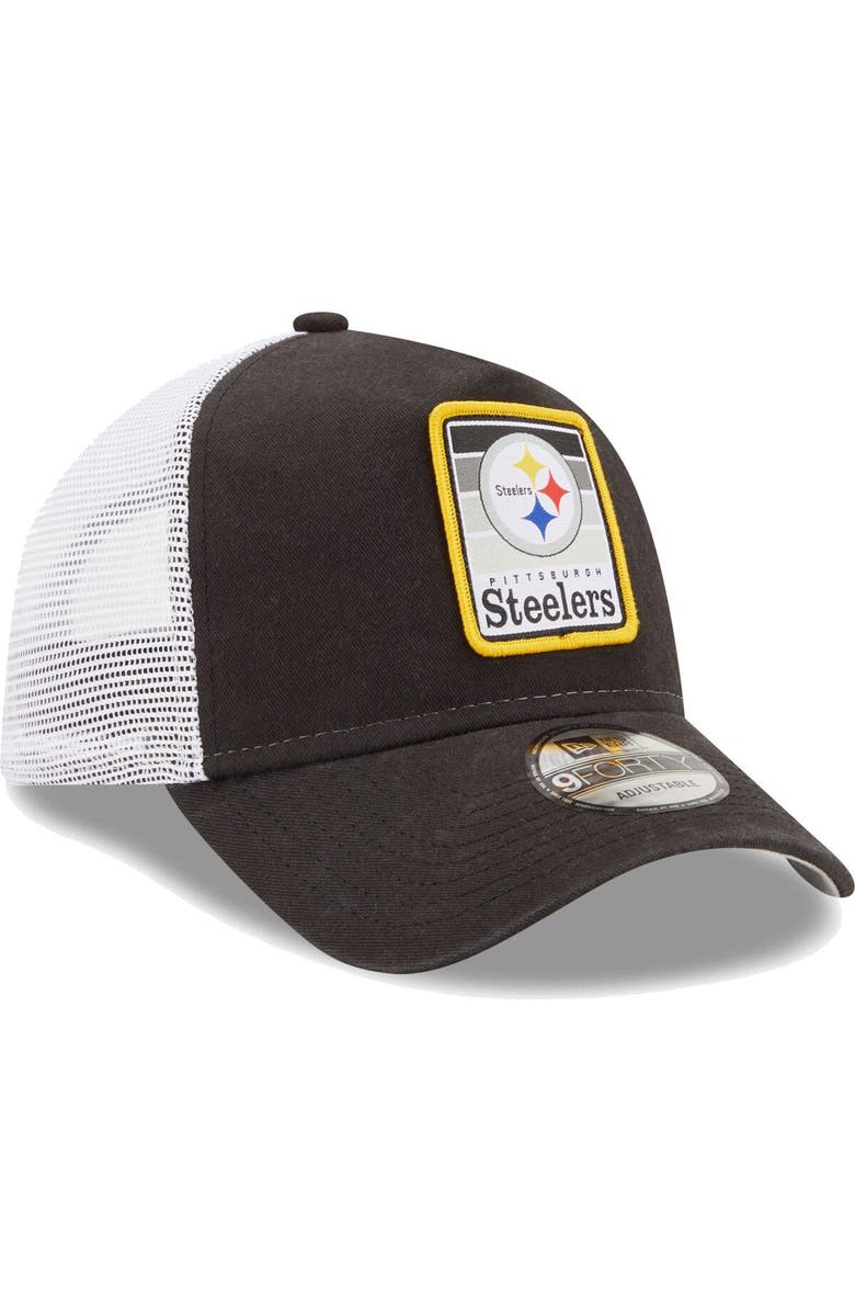 New Era Men's New Era Black/White Pittsburgh Steelers Gradient Trucker 9FORTY Snapback Hat, Alternate, color, 