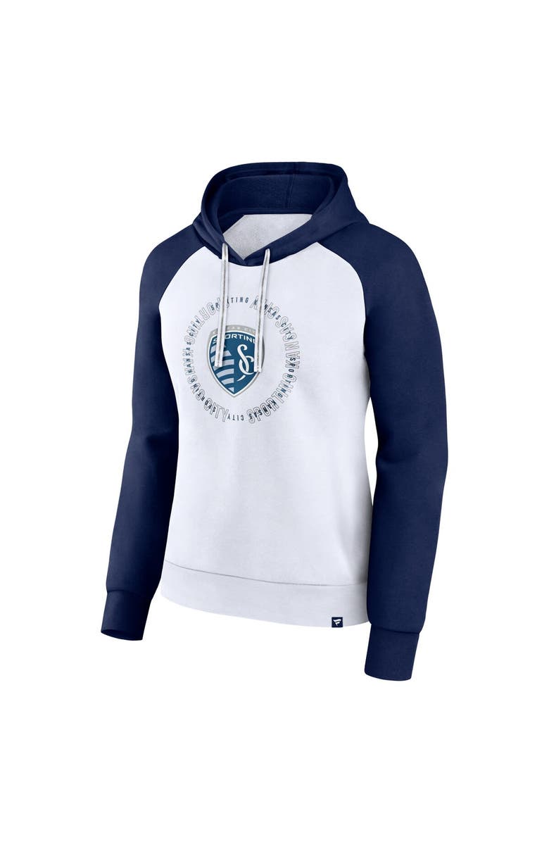 FANATICS Women's Fanatics Branded White/Navy Sporting Kansas City Instep Pullover Hoodie, Alternate, color, White