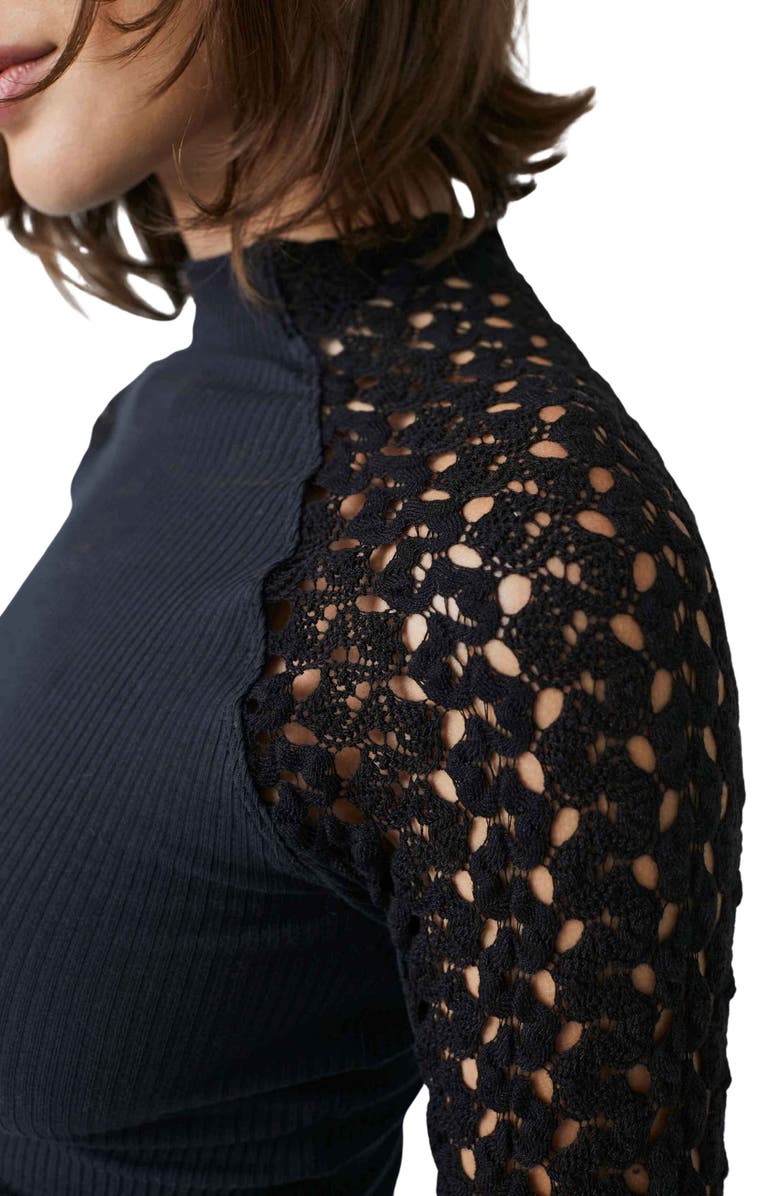 Free People Clemente Mixed Media Stretch Cotton Top, Alternate, color,