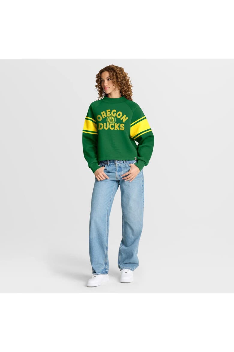 Women's Fanatics Green Oregon Ducks Oversized Hometown Premium Punt Coverage Raglan Pullover Sweatshirt, Alternate, color, Green