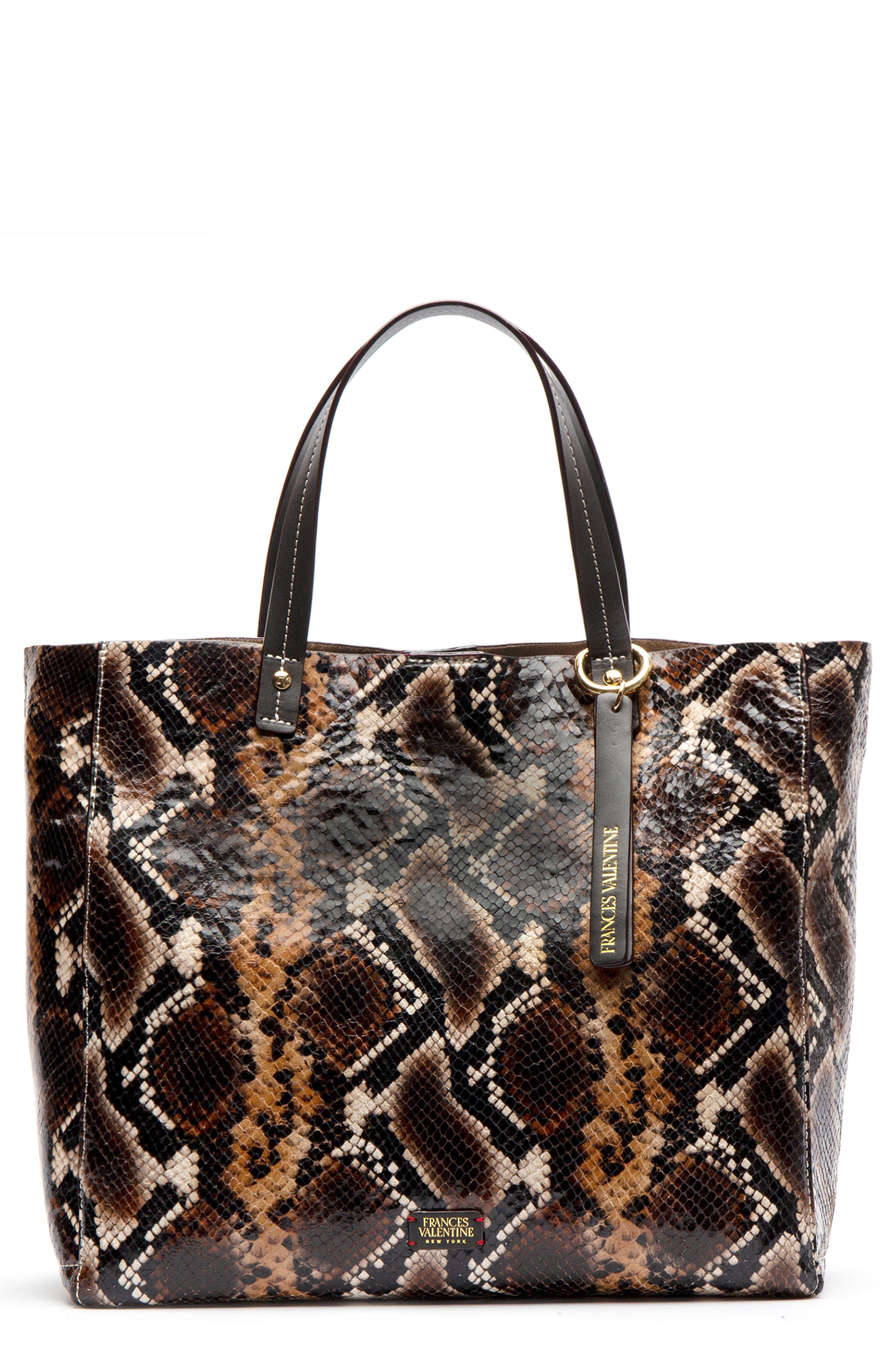 Frances Valentine Margaret Snake Embossed Leather Tote, Main, color, 