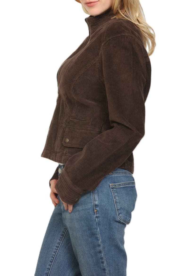 Corduroy Zip Front Slim Fit Jacket, Alternate, color, HOT FUDGE