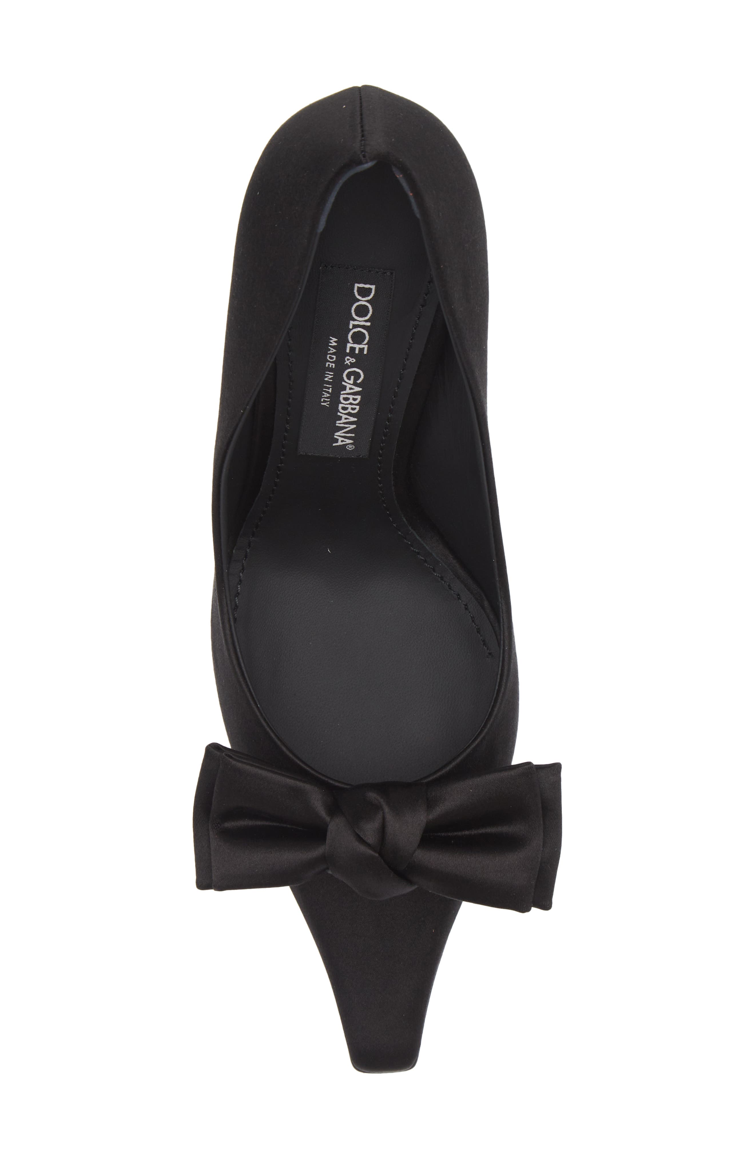 Dolce&Gabbana Mun Bow Satin Pump, Alternate, color, Nero/ Nero