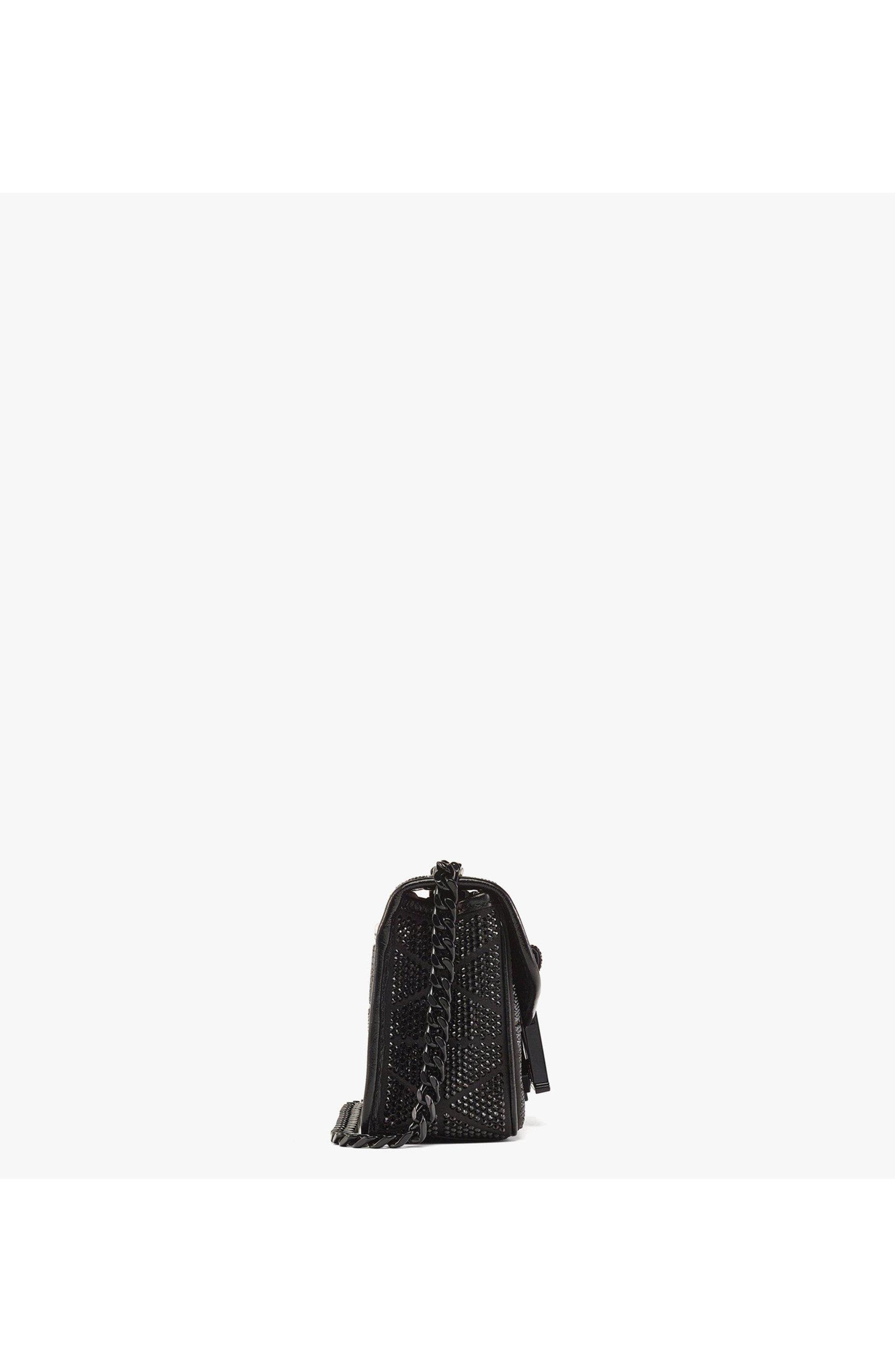 Travia Quilted Shoulder Bag in Crystal Satin Nylon, Alternate, color, Black