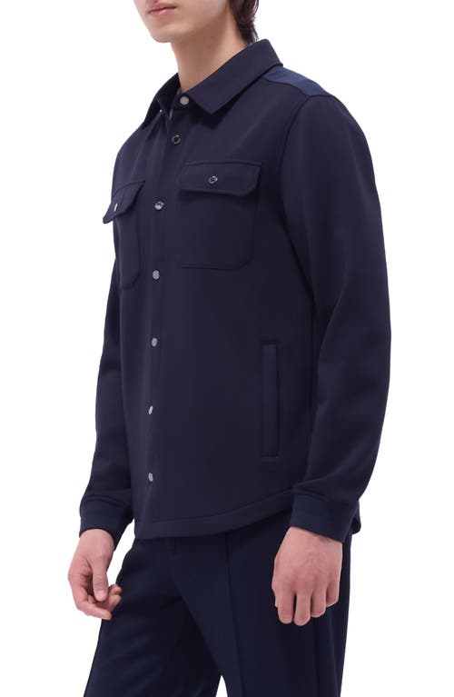 Bugatchi Soft Touch Knit Shirt Jacket In Navy
