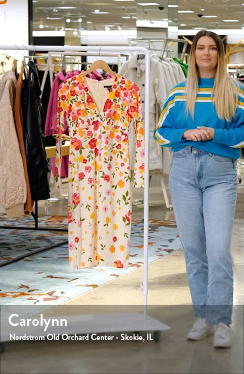 Floral Long Sleeve Sheath Dress, sales video thumbnail