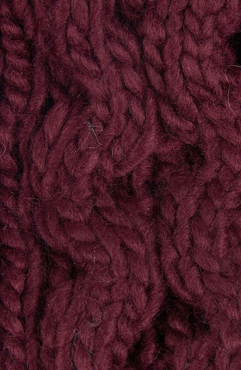 Barbour Penshaw Cable Beanie with Faux Fur Pompom, Alternate, color, Bordeaux