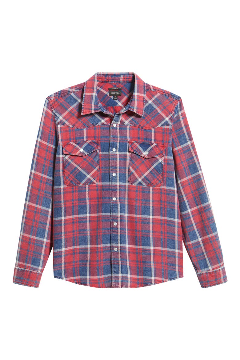 Waylon Plaid Snap Overshirt, Alternate, color, DENIM PLAID