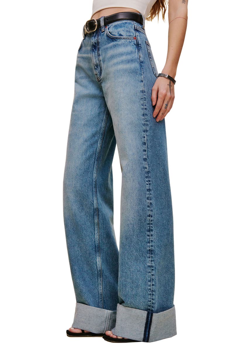 Reformation Cary Cuffed High Waist Slouchy Wide Leg Jeans, Main, color,