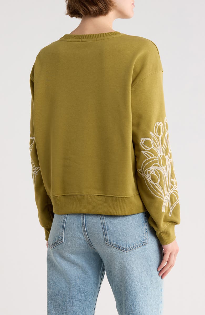 Scotch & Soda Embroidered Sweatshirt, Alternate, color, Green Moss