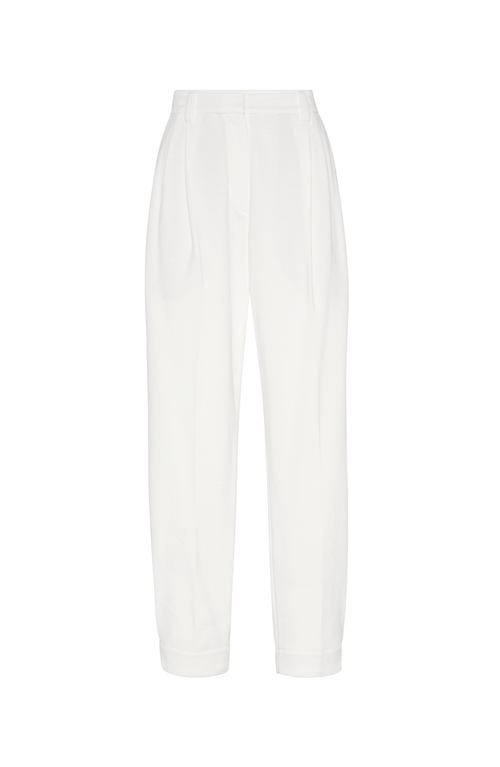Brunello Cucinelli Women Slouchy Trousers In Viscose And Linen Fluid Twill With Moniline In White