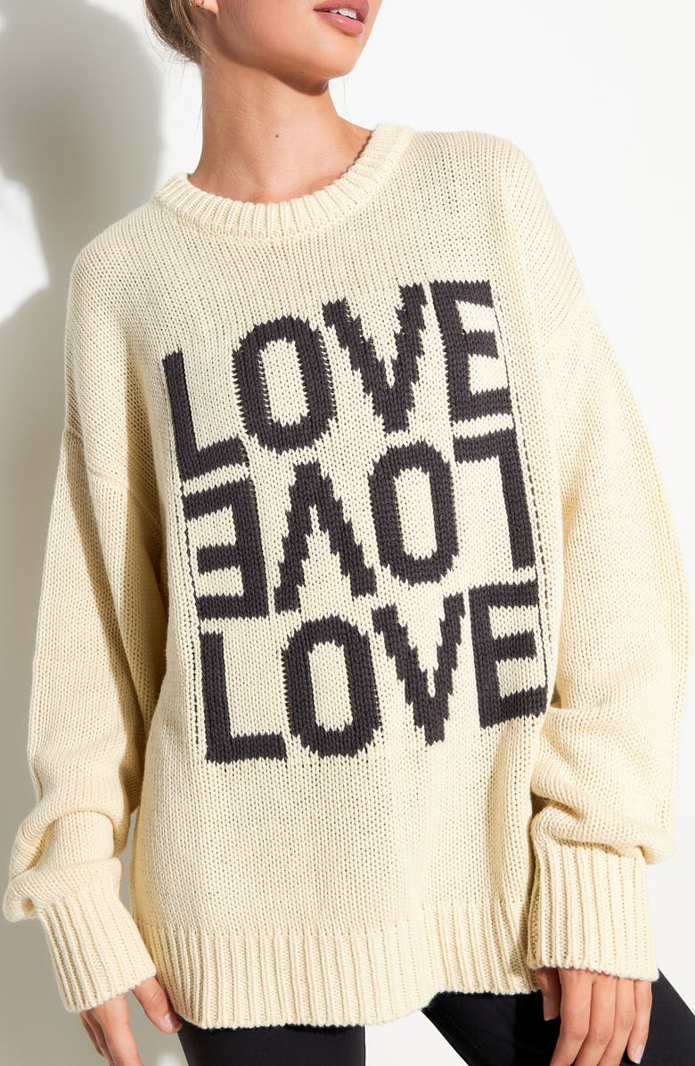 Spiritual Gangster Love Mantra Cotton & Cashmere Graphic Sweater, Alternate, color, 