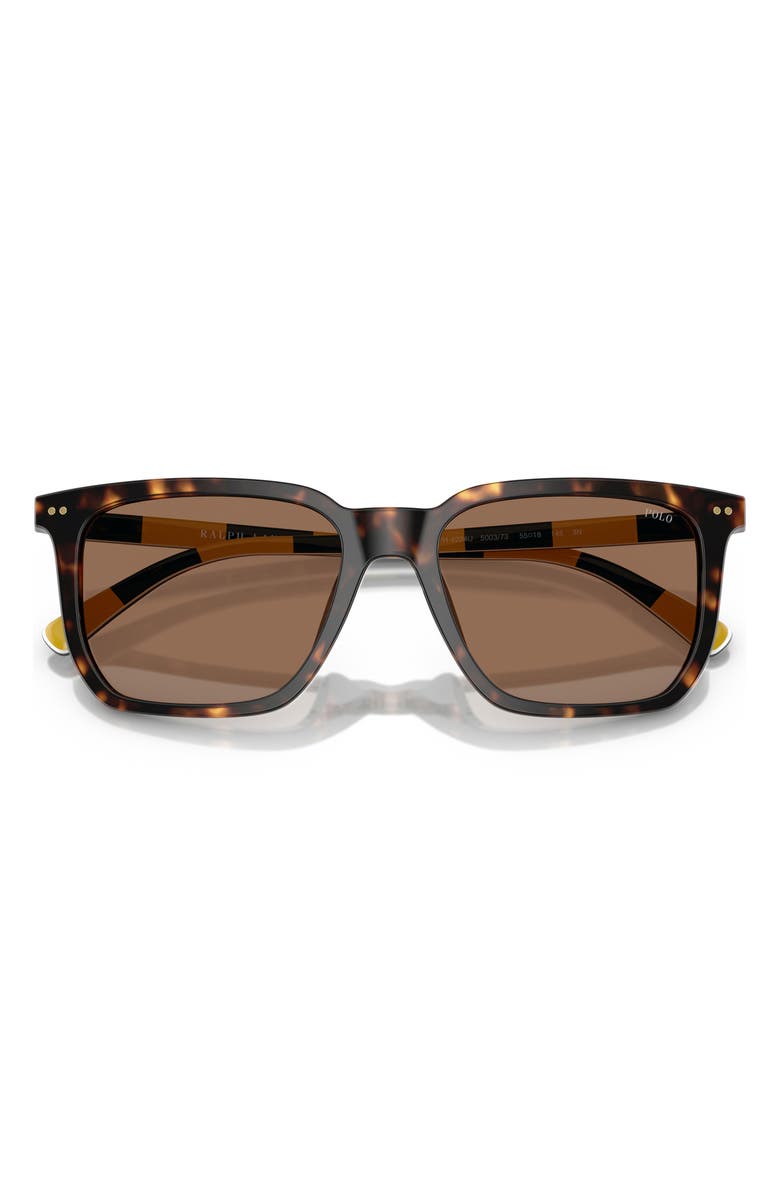 Polo Ralph Lauren 55mm Rectangular Sunglasses, Alternate, color, Shiny Havana