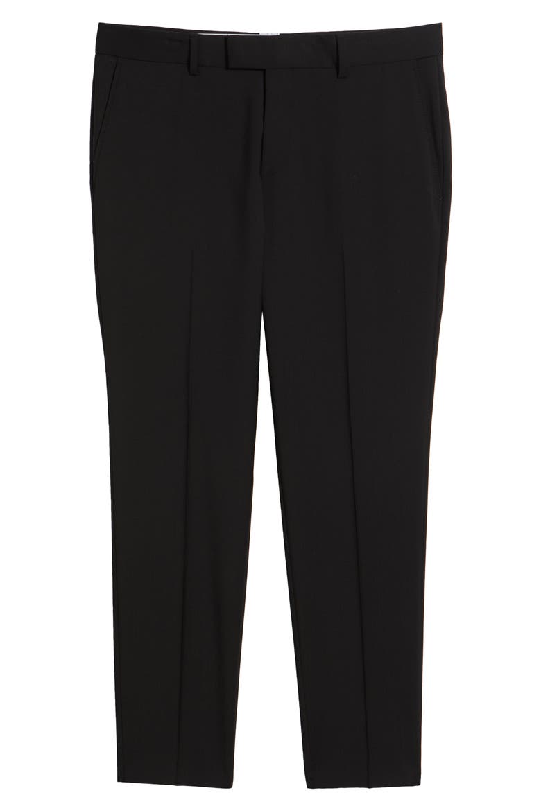 George Flat Front Wool Suit Pants, Alternate, color, BLACK