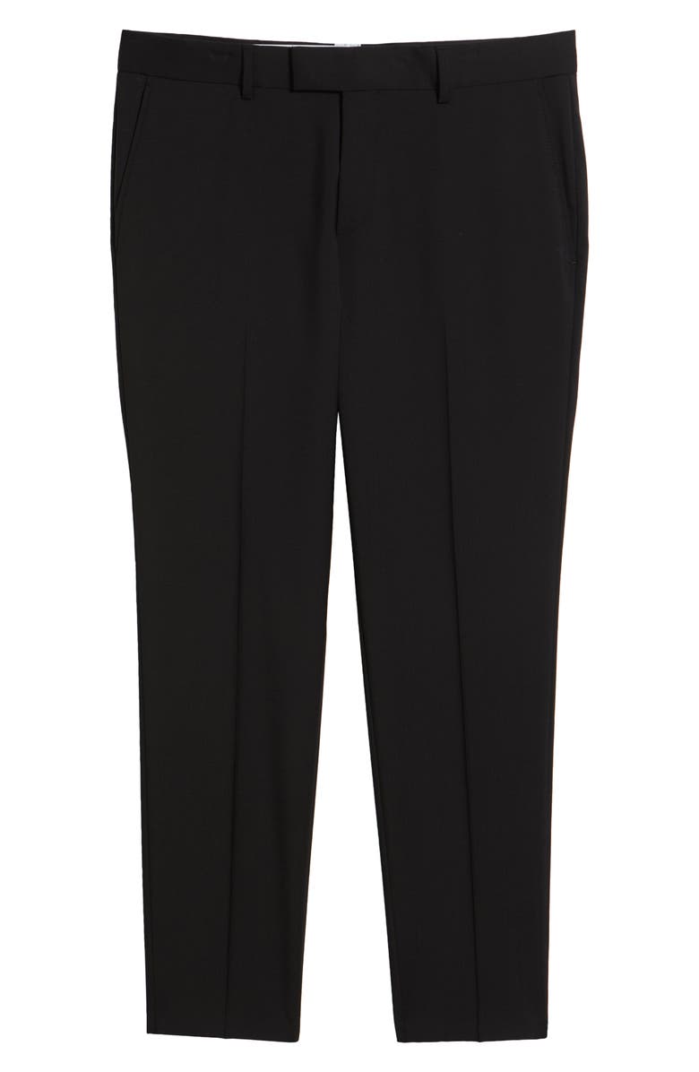BOSS George Flat Front Wool Suit Pants, Alternate, color, Black