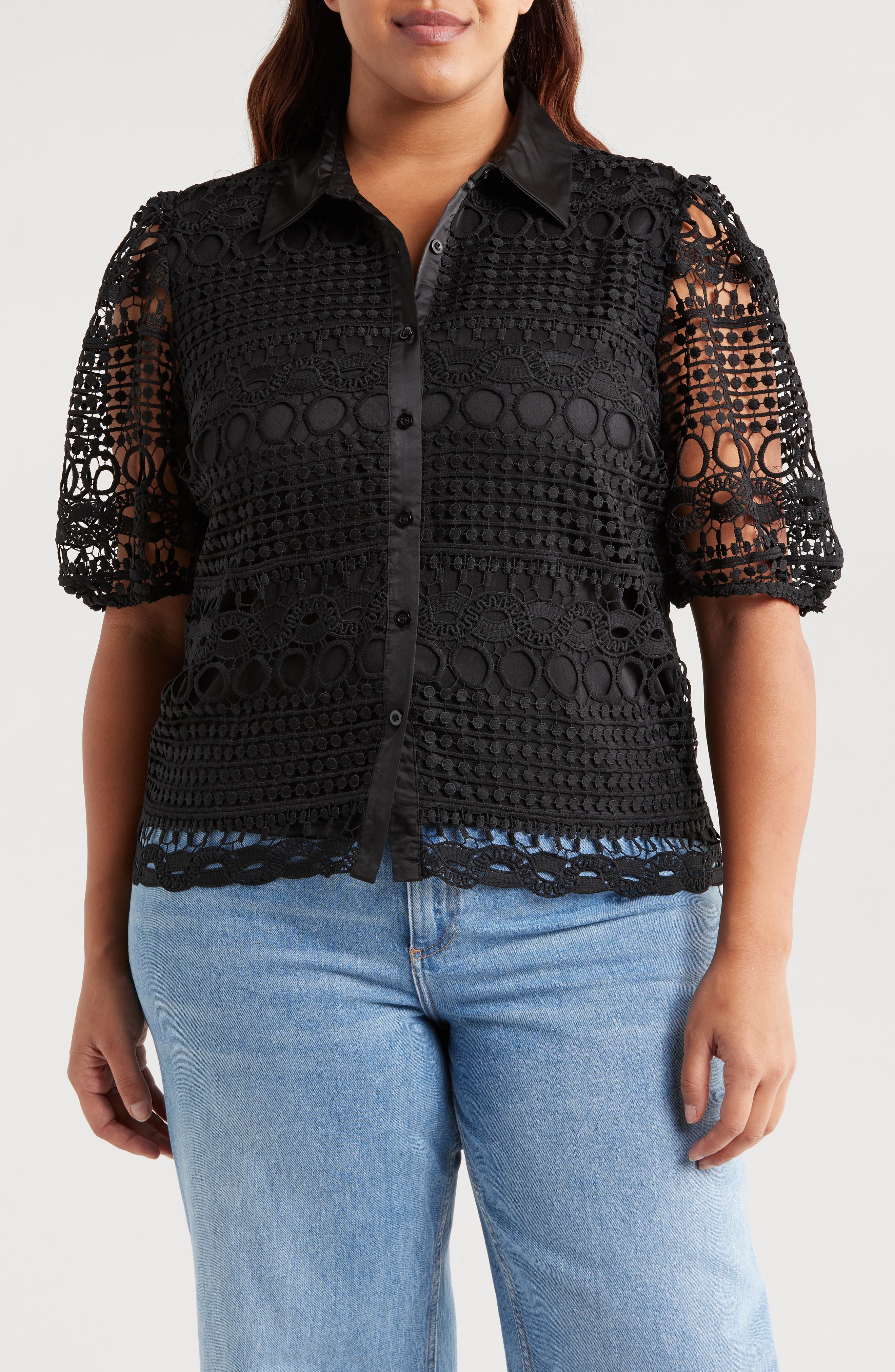 BY DESIGN Brianna Short Sleeve Lace Top