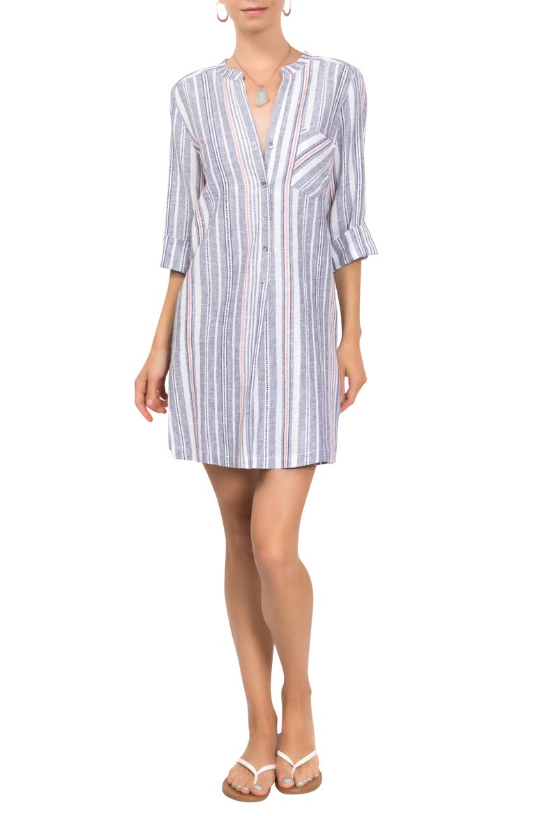 Claudine Cotton Cover-Up Tunic, Main, color, CHESAPEAKE STRIPE