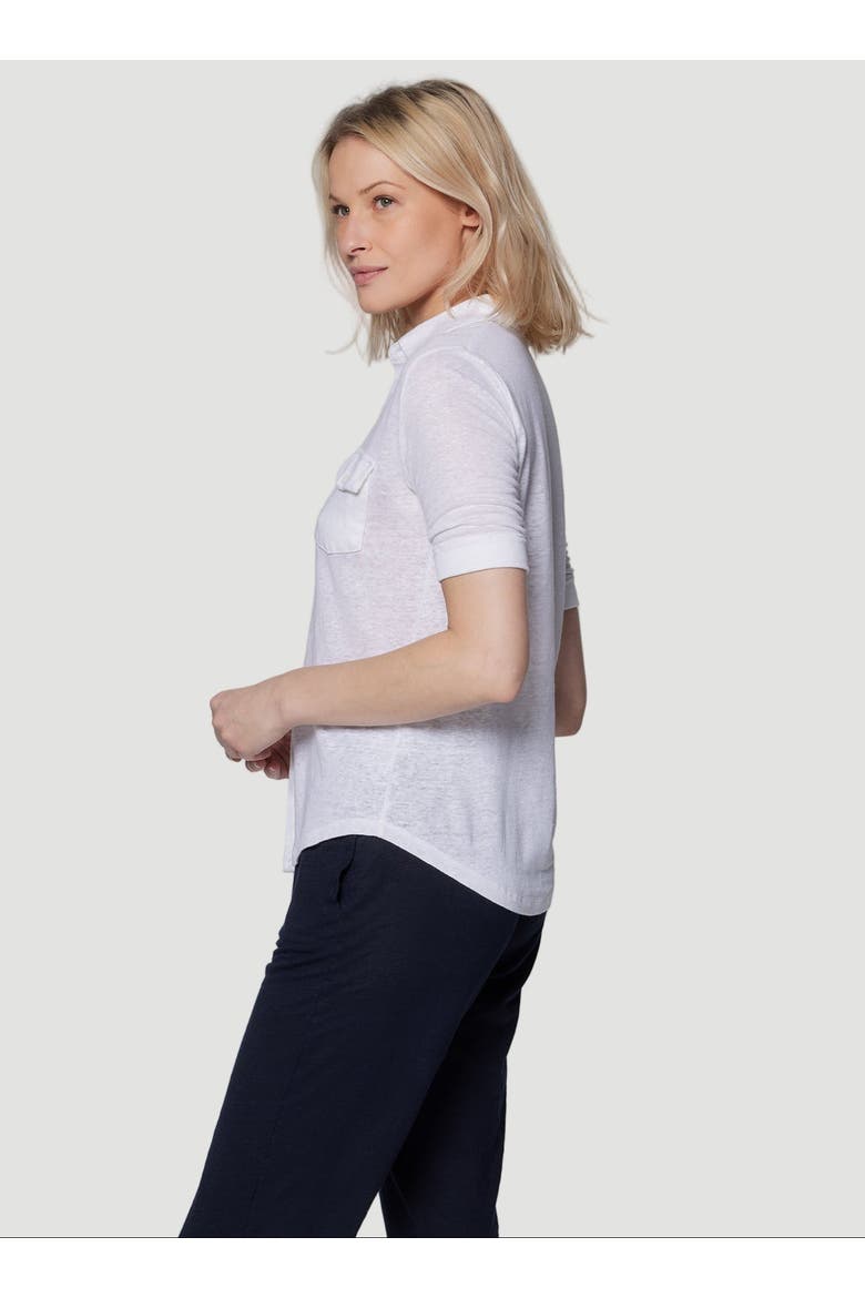 Stretch Linen 3/4 Sleeve Pocket Shirt, Alternate, color, BLANC