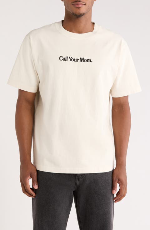 Call Your Mom Embroidered Cotton T-Shirt