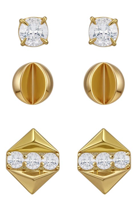 Set of 3 Assorted Stud Earrings