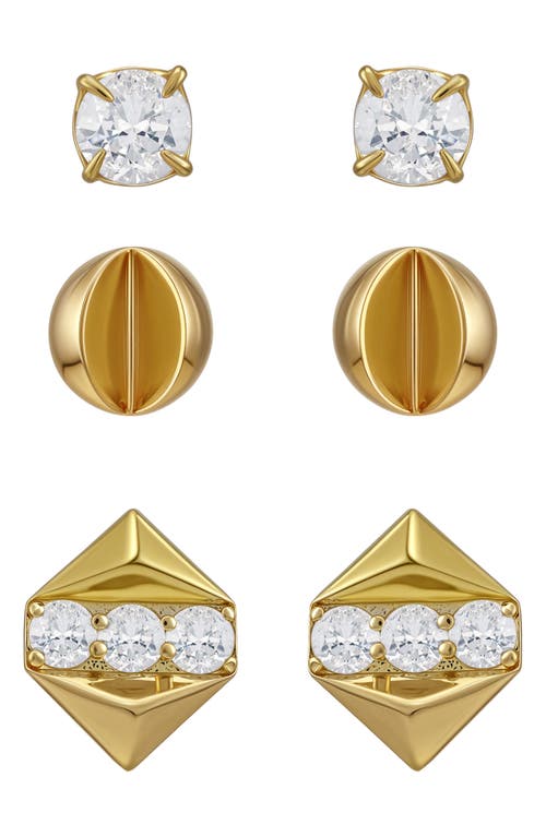 Vince Camuto Set Of 3 Assorted Stud Earrings In Gold
