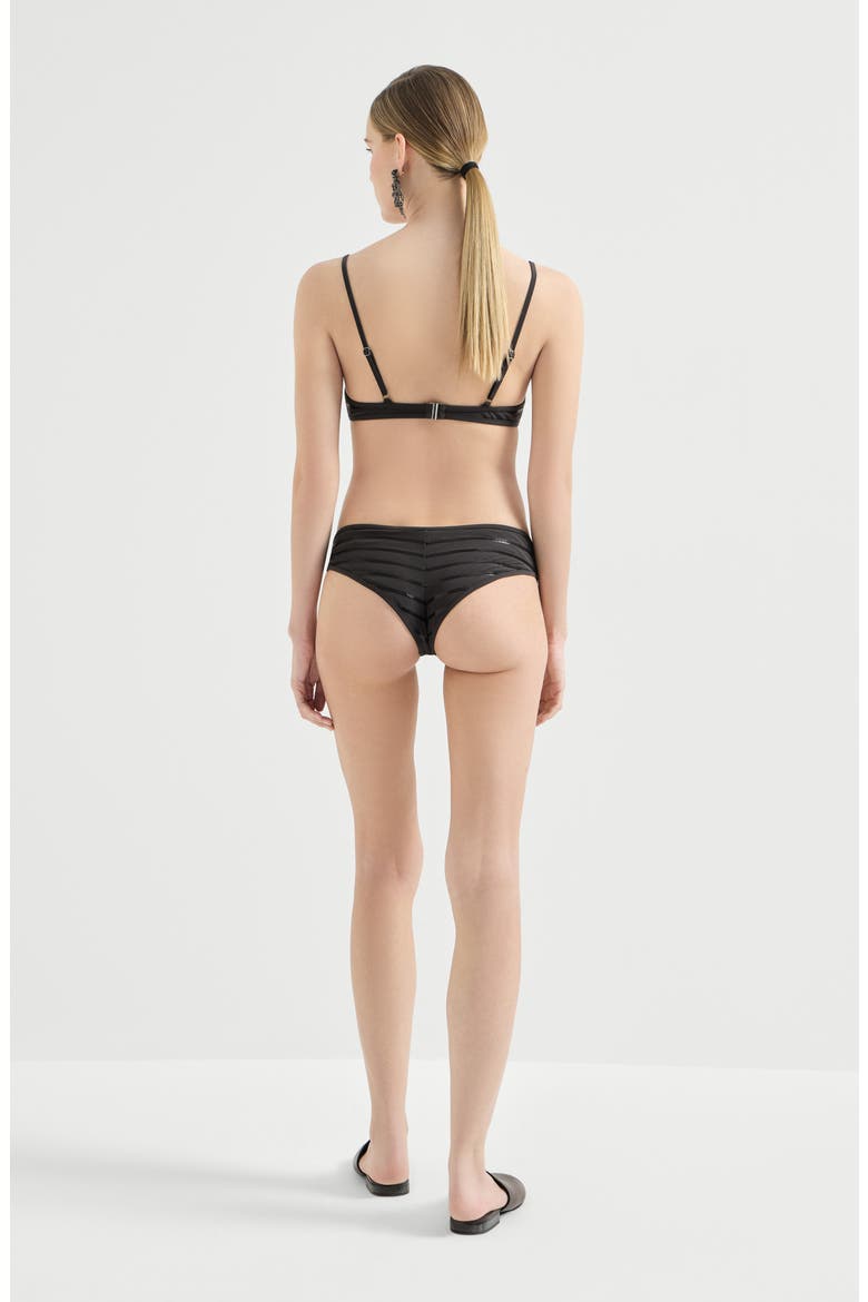 Dazzling stripes bikini top, Alternate, color, Lignite Grey