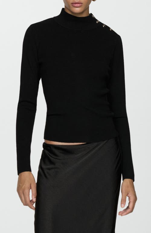 Shop Mango Button Trim Sweater In Black
