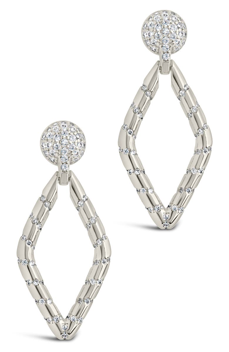 Sterling Forever Gisele Cubic Zirconia Geometric Drop Earrings, Alternate, color, Silver