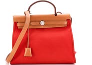 Pre-Owned Hermes Herbag Zip Leather and Toile 31