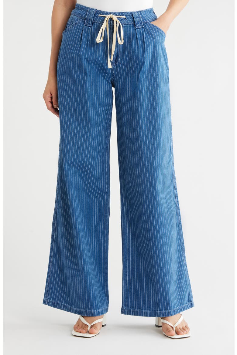 Vacationer Wide Leg Jeans, Main, color, LIGHT BLUE STRIPE