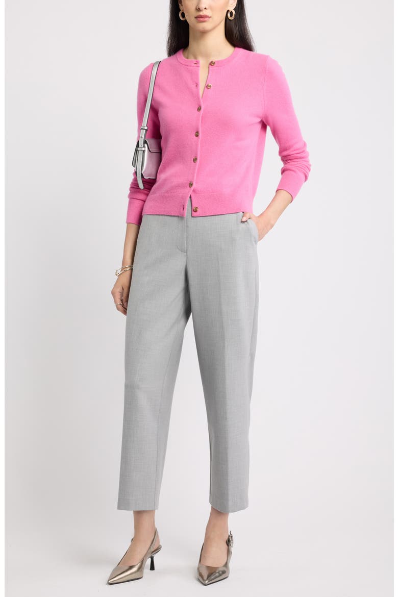 Cashmere Crewneck Cardigan, Alternate, color, PINK BOSS