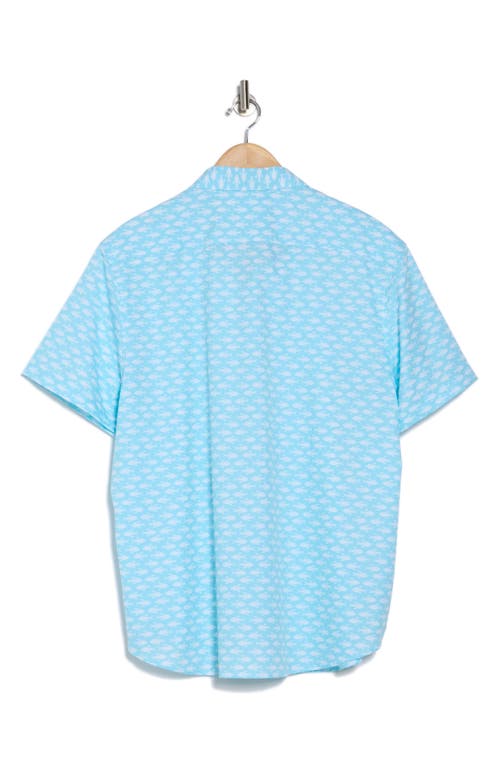 Construct Fish Short Sleeve Button Front Shirt In Aqua