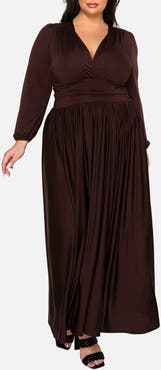 L I V D Solene Empire Waist Long Sleeve Maxi Dress