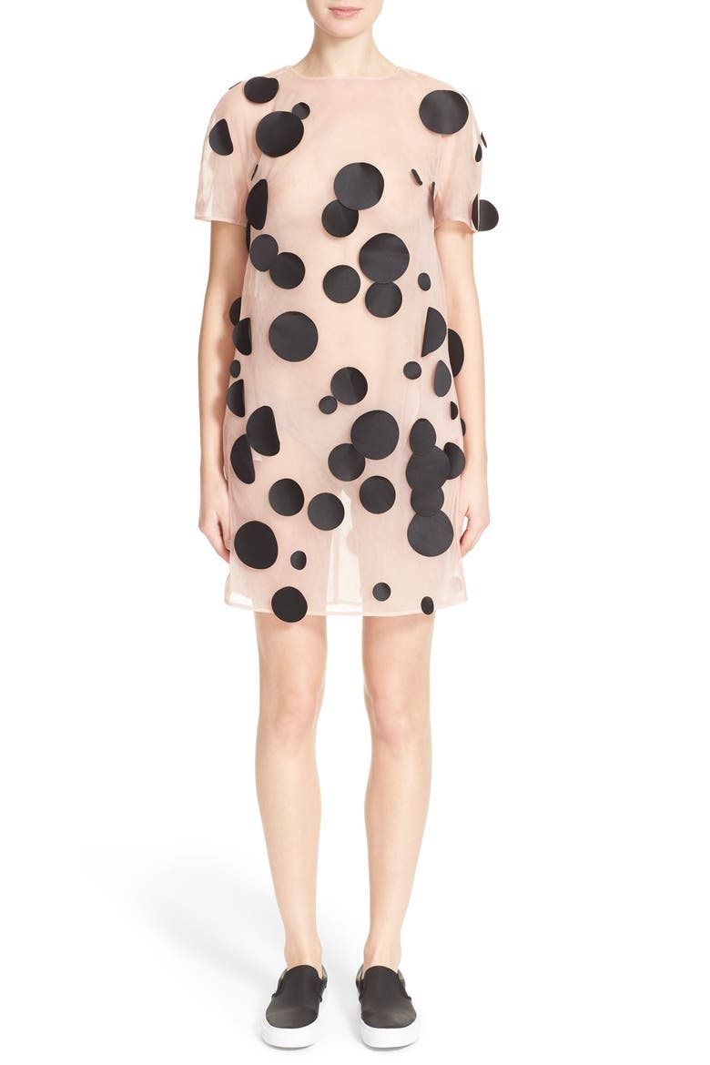 Mesh Shift Dress, Main, color, NUDE/ BLACK