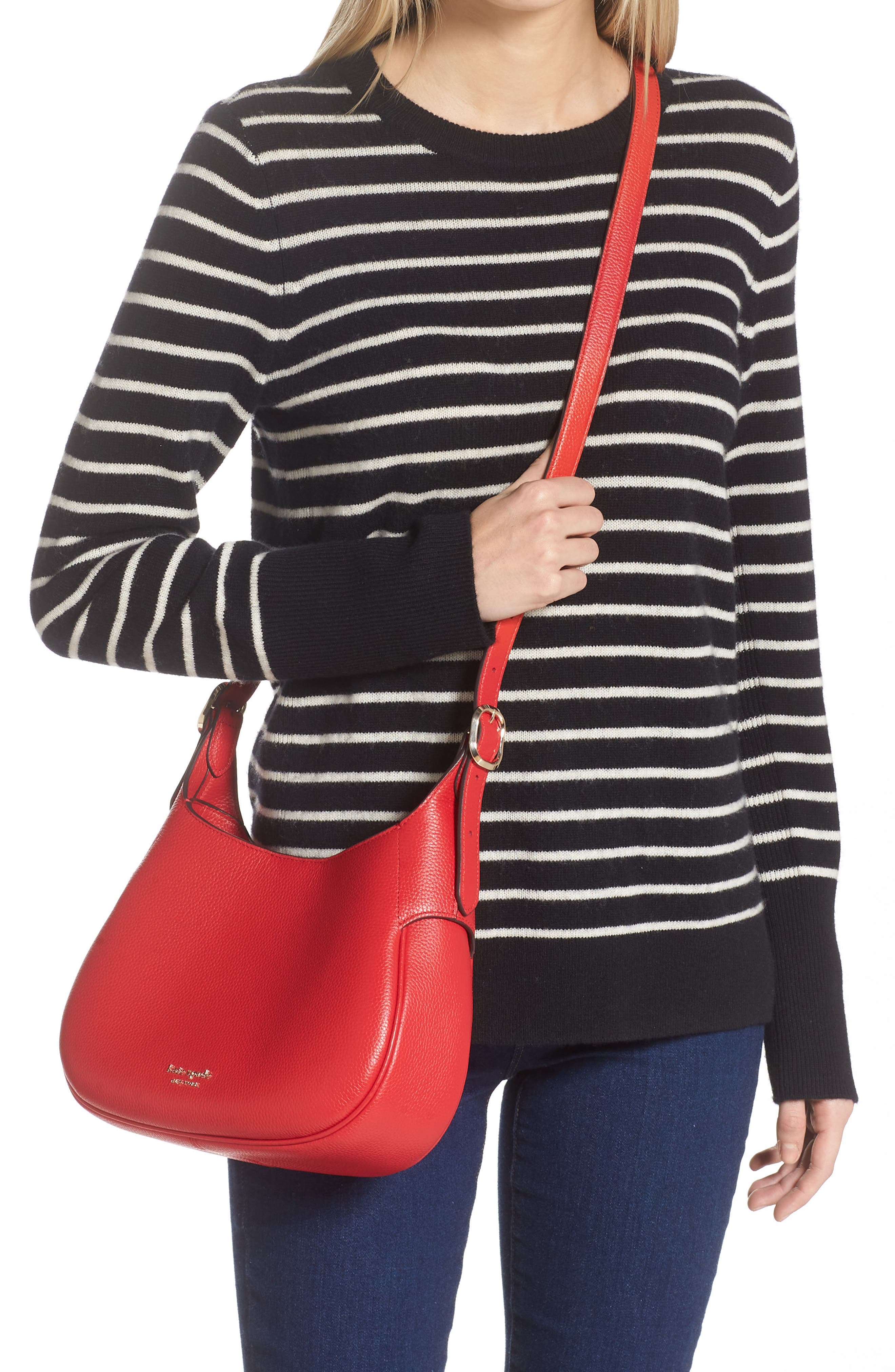 penny pebbled leather shoulder bag, Alternate, color, LINGONBERRY