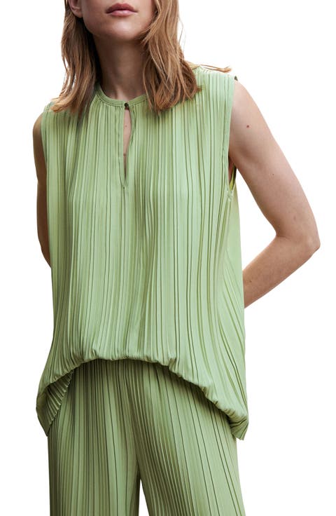 Pleated Keyhole Blouse