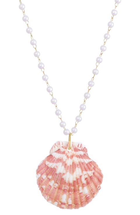 Faux Pearl Shell Pendant Necklace