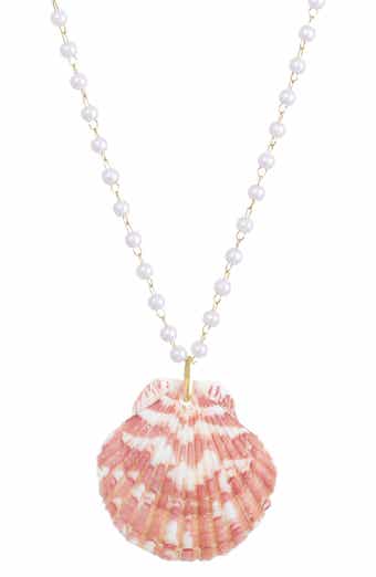 Adornia Faux Pearl Shell Pendant Necklace