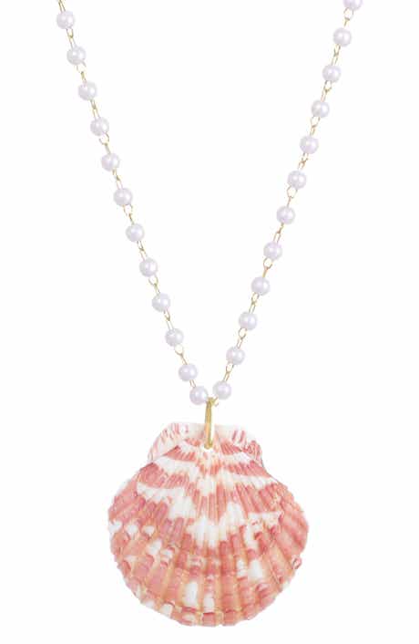 Adornia Faux Pearl Shell Pendant Necklace