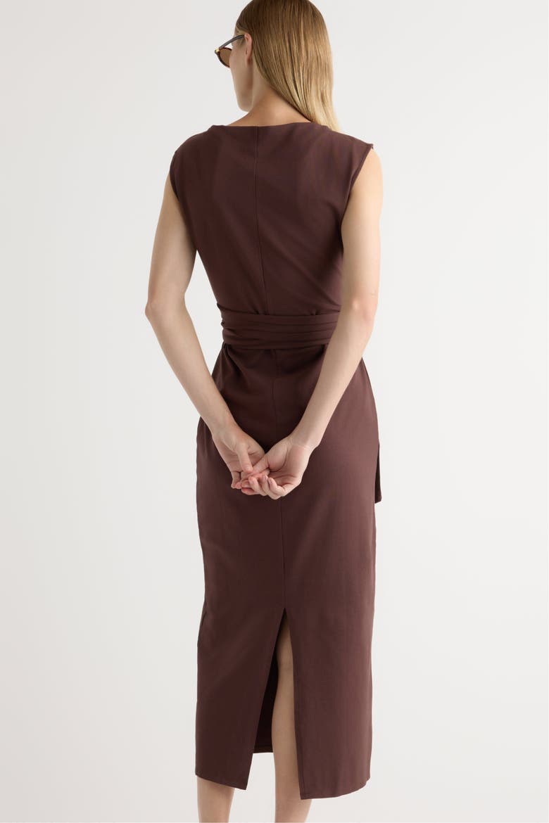 Edina Tie-Front Slit-Neck Dress, Alternate, color, Mulberry