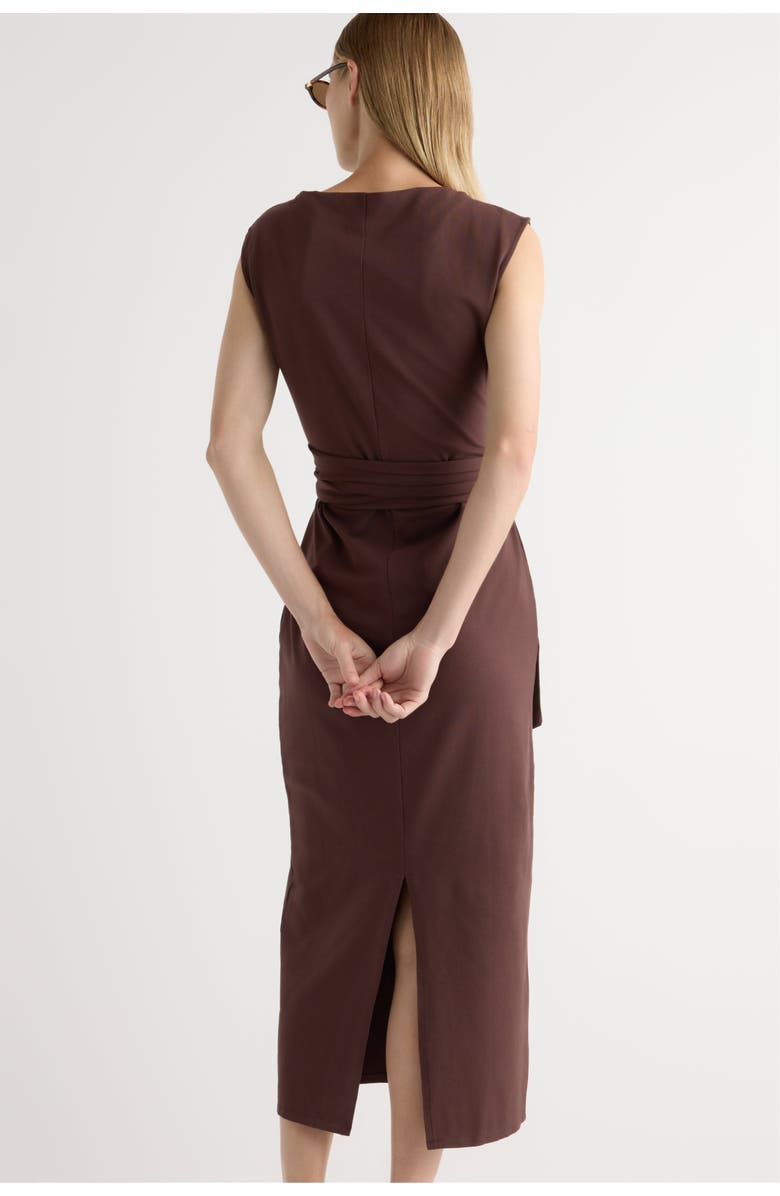 Modern Citizen Edina Tie-Front Slit-Neck Dress, Alternate, color, Mulberry