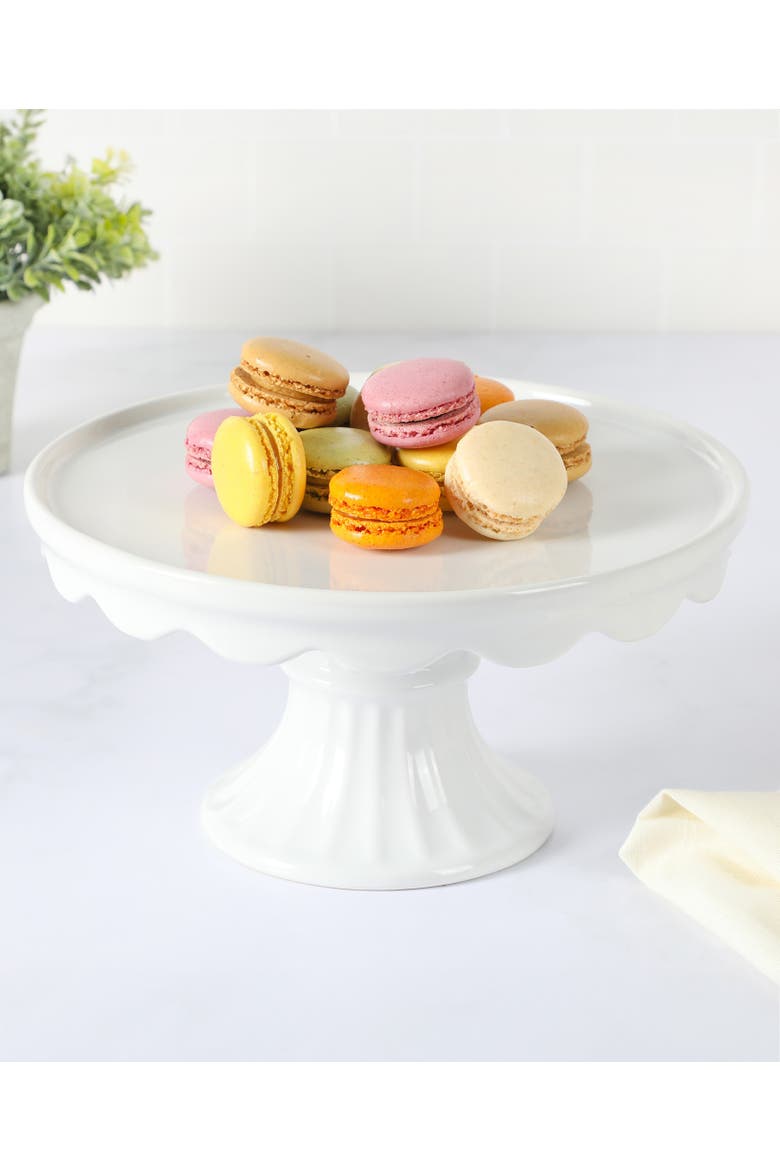 Patterson Round Stoneware Cake Stand, Alternate, color, White