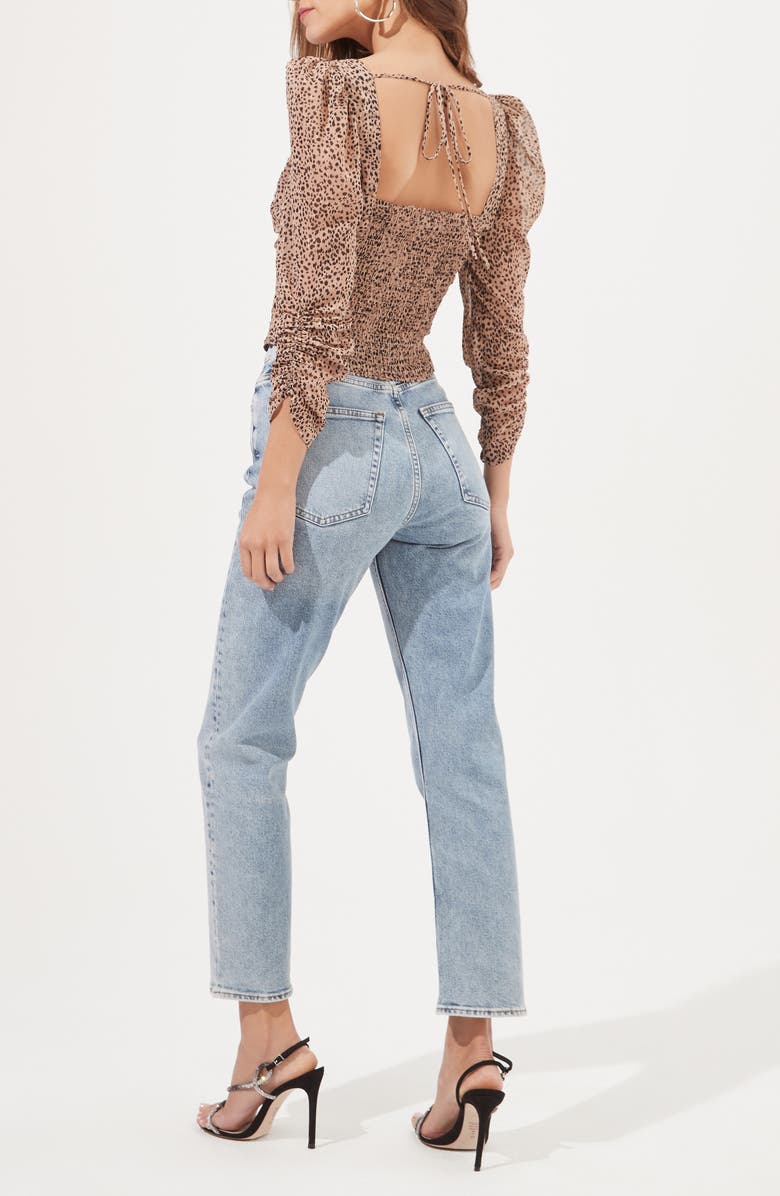 ASTR the Label Colima Animal Print Ruched Top, Alternate, color, 