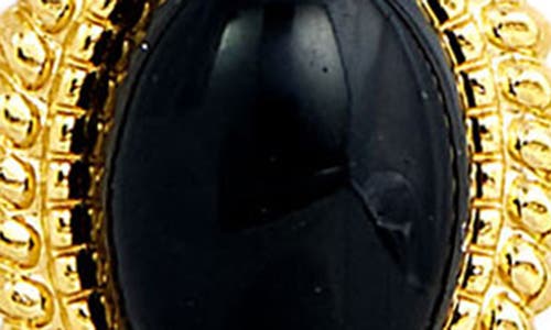Savvy Cie Jewels Gold Plated Ball Necklace With Black Onyx Pendant And Matching Earrings In Gold