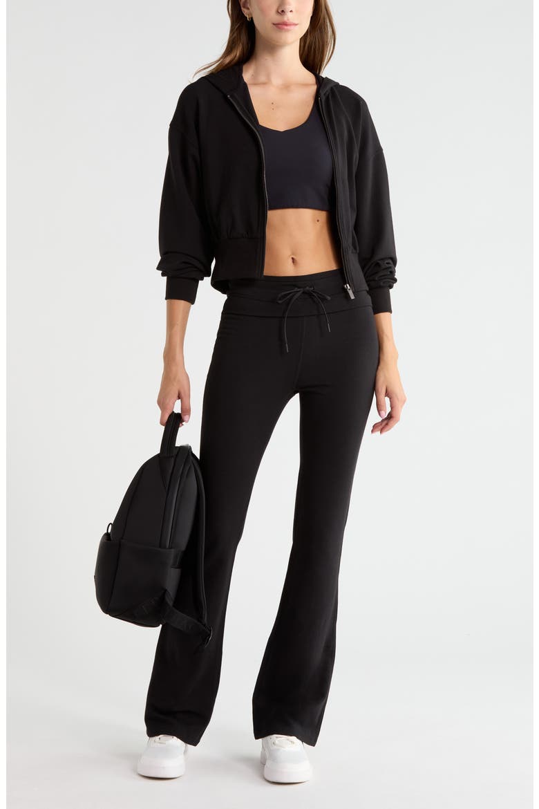 Weekend Stretch Cotton Blend French Terry Hoodie, Alternate, color, BLACK