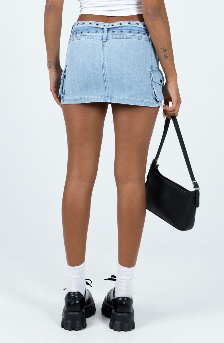 Princess Polly Iconic Belted Denim Cargo Miniskirt, Alternate, color, 