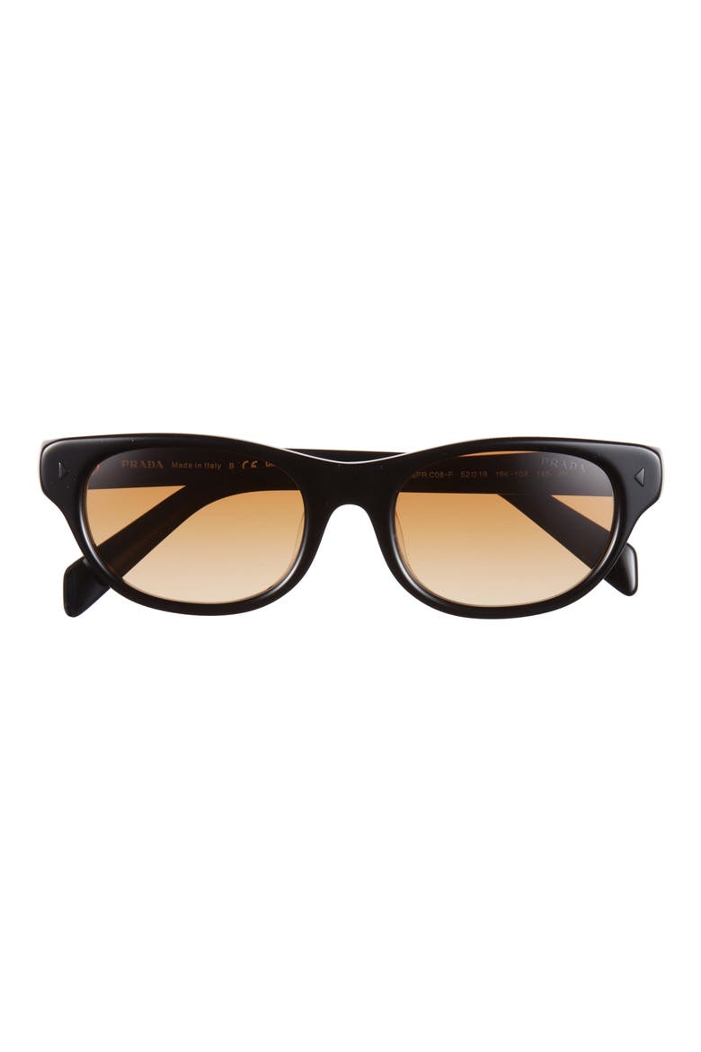 52mm Cat Eye Sunglasses, Main, color, BLACK / YELLOW GRADIENT LIGHT